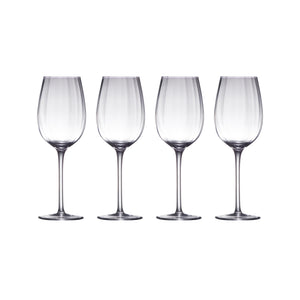 Set of Ribbed Wine Glasses
