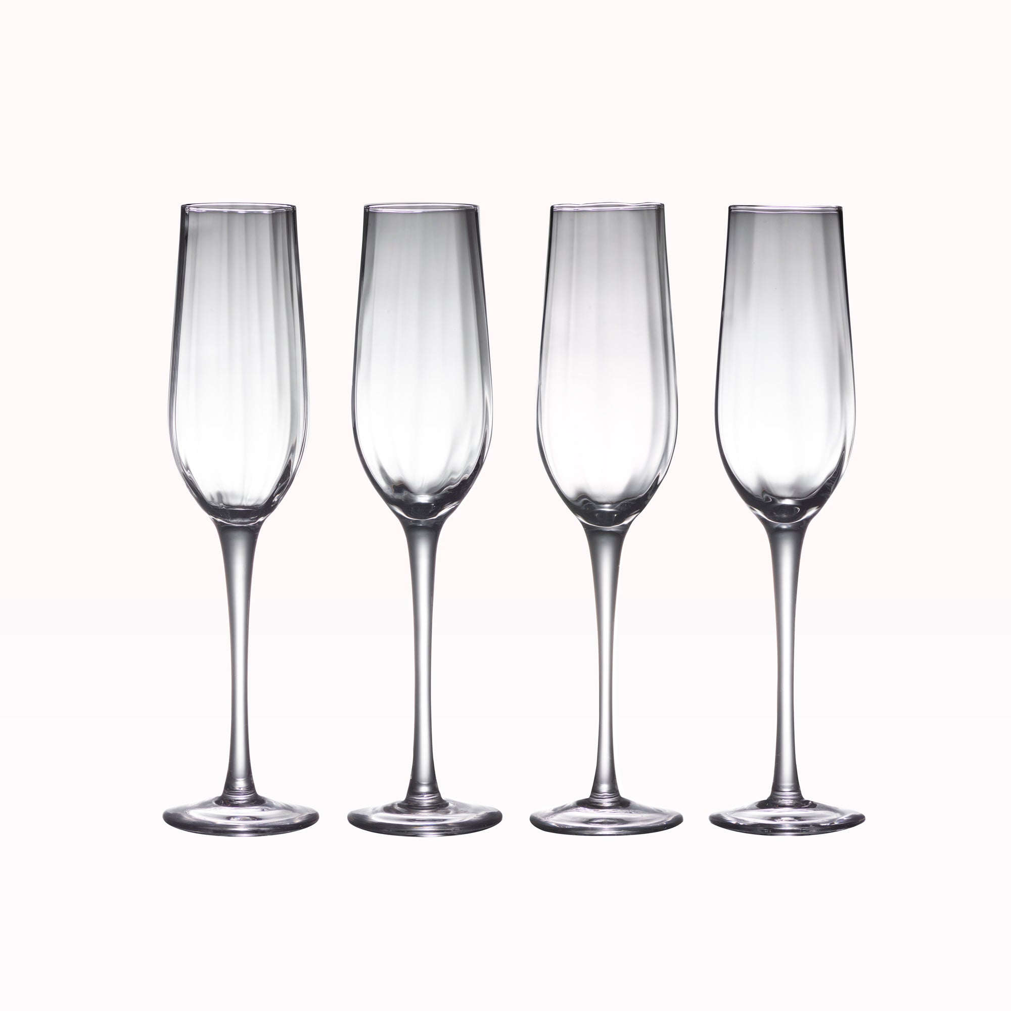 Set of four Ribbed Champagne Flutes