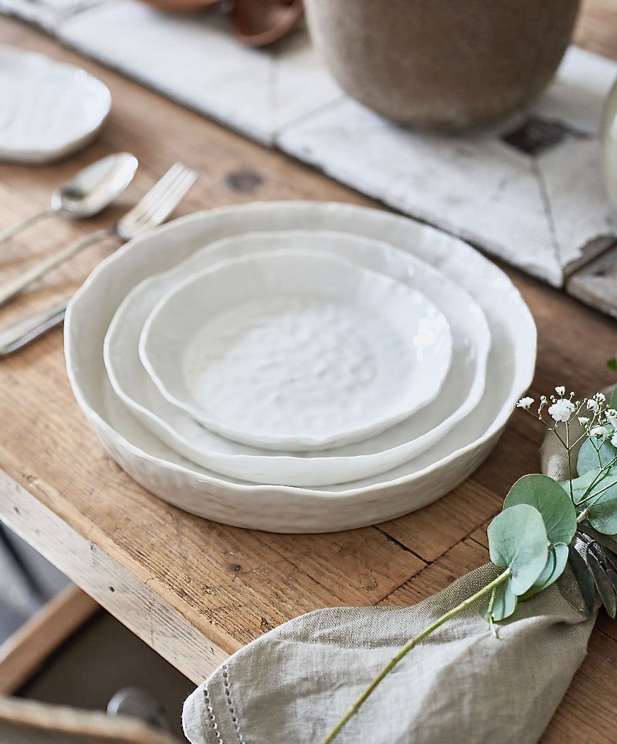 White Textured Artisan Dinner Plate